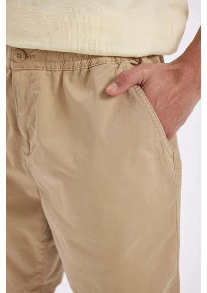 Regular Fit Esnek Bantlı Paça Gabardin Bermuda Şort D2899AX24HS