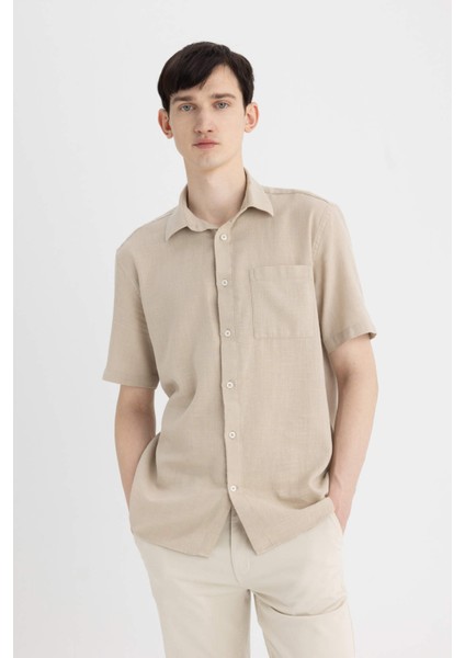 Regular Fit Yazlık Polo Yaka Pamuklu Kısa Kollu Gömlek C7633AX24SM