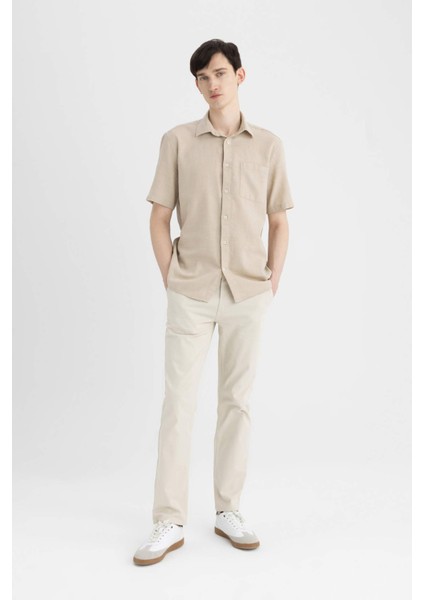 Regular Fit Yazlık Polo Yaka Pamuklu Kısa Kollu Gömlek C7633AX24SM