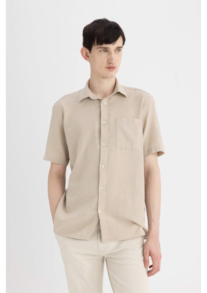 Regular Fit Yazlık Polo Yaka Pamuklu Kısa Kollu Gömlek C7633AX24SM
