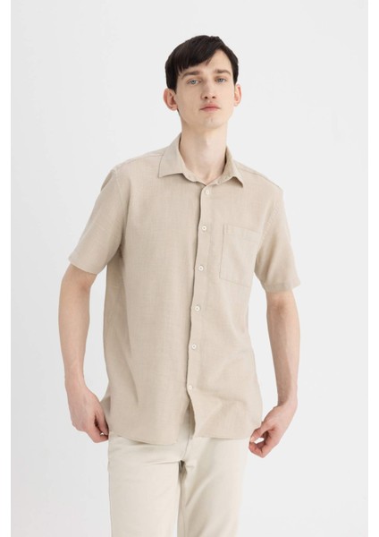 Regular Fit Yazlık Polo Yaka Pamuklu Kısa Kollu Gömlek C7633AX24SM