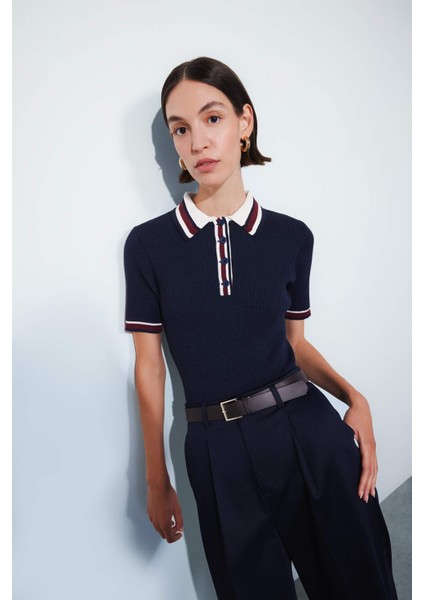 Regular Fit Düğmeli Polo Yaka Kısa Kollu Triko Kazak D4233AX24AU modelleri