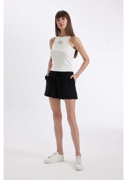 Slim Fit Dar Kesim Baskılı Halter Yaka Fitilli Kaşkorse Atlet D3606AX24SM