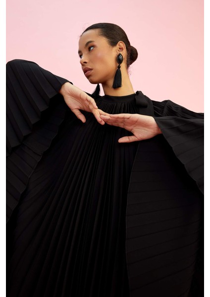 Nihan Peker Tasarım Yakası Fiyonklu Pileli Pelerin Tunik X9226AZ22SM fırsatları