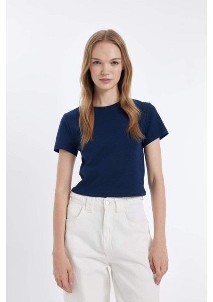 Coool Fitted Bisiklet Yaka Ribana Basic Düz Kısa Kollu Tişört T9631AZ24AU fiyatları