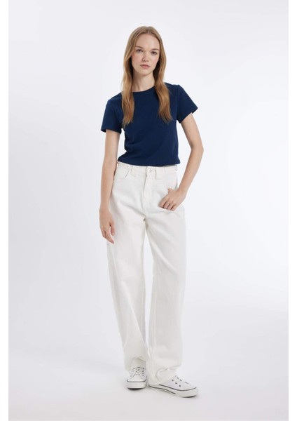 Coool Fitted Bisiklet Yaka Ribana Basic Düz Kısa Kollu Tişört T9631AZ24AU modelleri