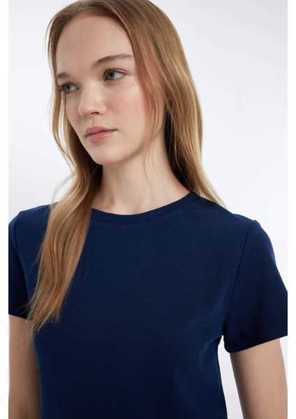 Coool Fitted Bisiklet Yaka Ribana Basic Düz Kısa Kollu Tişört T9631AZ24AU indirimleri