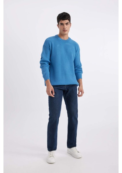 Oversize Geniş Kalıp Bisiklet Yaka Basic Düz Triko Kazak B9718AX24SP fiyatları