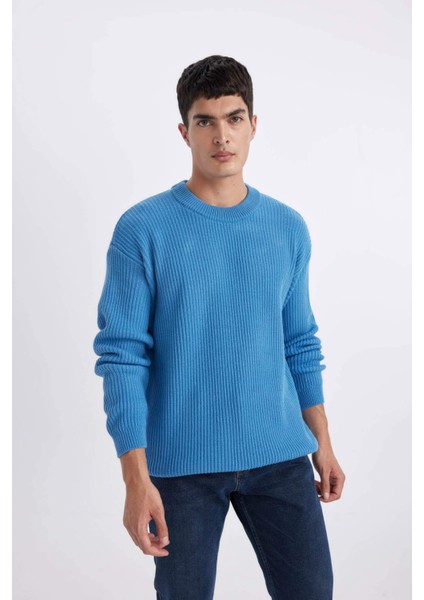 Oversize Geniş Kalıp Bisiklet Yaka Basic Düz Triko Kazak B9718AX24SP modelleri