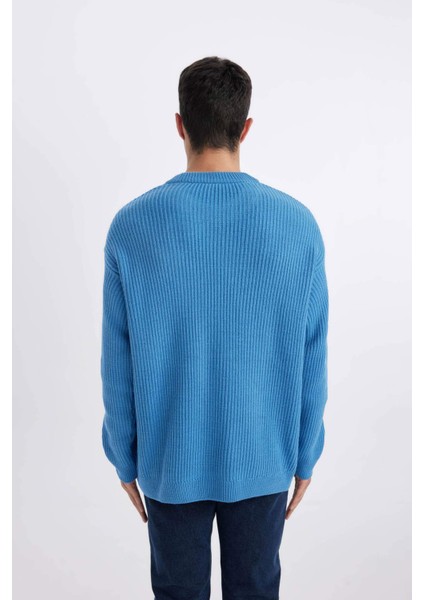 Oversize Geniş Kalıp Bisiklet Yaka Basic Düz Triko Kazak B9718AX24SP fırsatları
