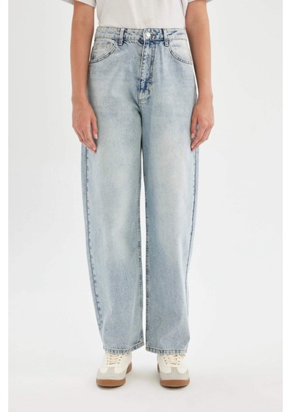 Baggy Fit Yüksek Bel Uzun Jean Pantolon D3896AX24HS