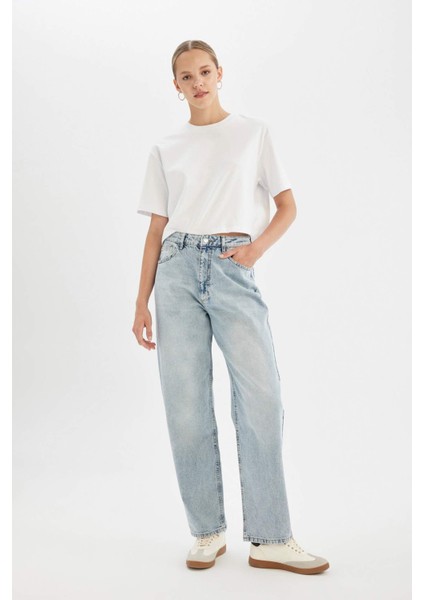 Baggy Fit Yüksek Bel Uzun Jean Pantolon D3896AX24HS