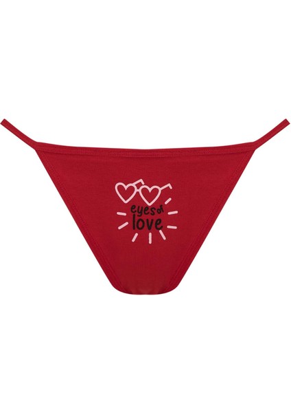 Fall in Love Slogan Kalp Desenli String Külot Z5949AZ23SP
