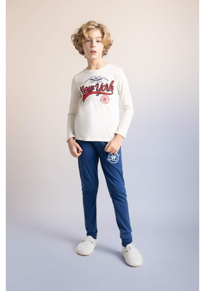 Erkek Çocuk Baskılı Uzun Kollu Pijama Takımı B2646A823WN