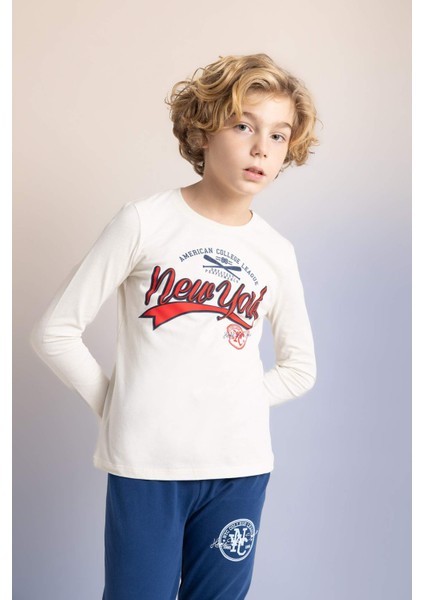 Erkek Çocuk Baskılı Uzun Kollu Pijama Takımı B2646A823WN modelleri