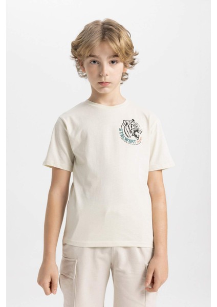 Erkek Çocuk Bisiklet Yaka Baskılı Kısa Kollu Tişört modelleri