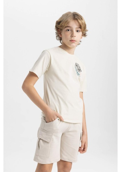 Erkek Çocuk Bisiklet Yaka Baskılı Kısa Kollu Tişört fırsatları