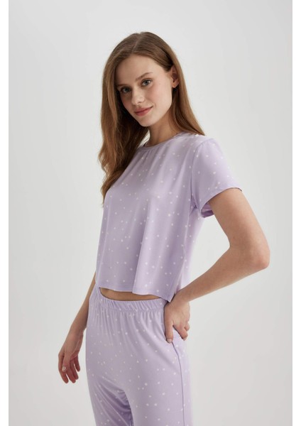 Fall in Love Regular Fit Kısa Kollu Softshell Pijama Takımı B6184AX24SP fırsatları