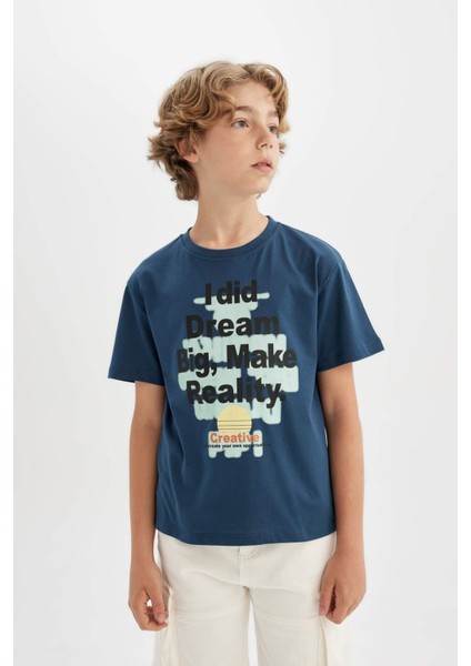 Erkek Çocuk Bisiklet Yaka Baskılı Kısa Kollu Tişört modelleri