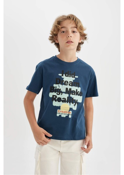 Erkek Çocuk Bisiklet Yaka Baskılı Kısa Kollu Tişört fırsatları