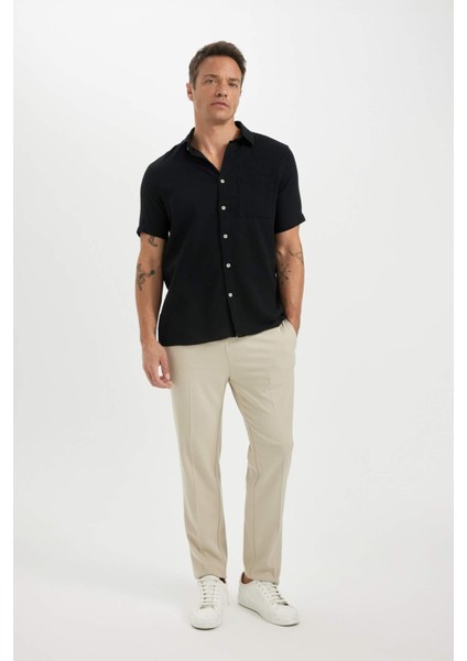 Regular Fit Yazlık Polo Yaka Pamuklu Kısa Kollu Gömlek C7633AX24SM