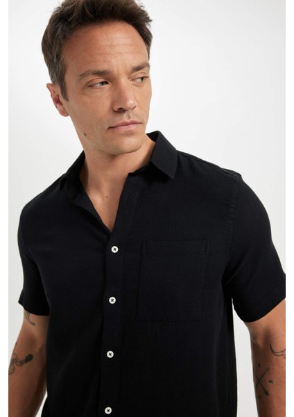 Regular Fit Yazlık Polo Yaka Pamuklu Kısa Kollu Gömlek C7633AX24SM