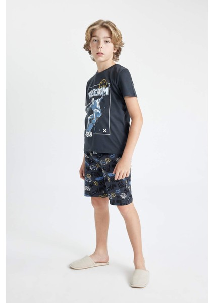 Erkek Çocuk Pijama Takımı Baskılı Kısa Kollu Üst Şort C7910A824SM