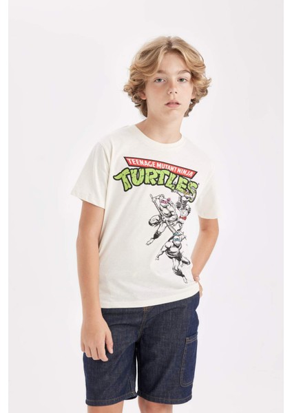 Erkek Çocuk Ninja Turtles-Retro Bisiklet Yaka Kısa Kollu Tişört D1368A824SM