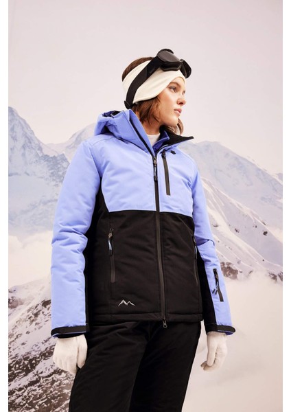 Fit Kayak Montu Su İtici Renk Bloklu Çıkarılabilir Kapüşonlu Polar Astarlı Fermuarlı Cepli A3516AX23WN