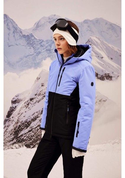 Fit Kayak Montu Su İtici Renk Bloklu Çıkarılabilir Kapüşonlu Polar Astarlı Fermuarlı Cepli A3516AX23WN