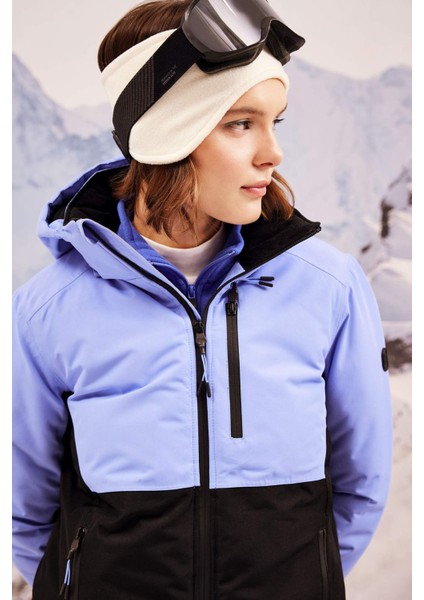 Fit Kayak Montu Su İtici Renk Bloklu Çıkarılabilir Kapüşonlu Polar Astarlı Fermuarlı Cepli A3516AX23WN