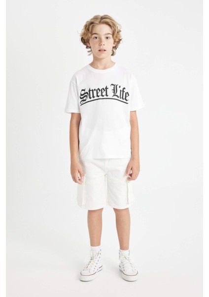 Erkek Çocuk Bisiklet Yaka Baskılı Kısa Kollu Tişört fiyatları