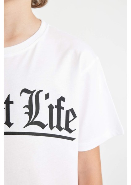 Erkek Çocuk Bisiklet Yaka Baskılı Kısa Kollu Tişört indirimleri