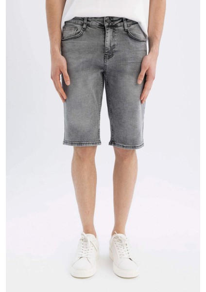 Slim Fit Dar Kesim Jean Bermuda Şort C2695AX24SM