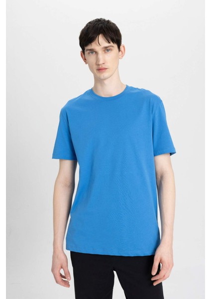 New Regular Fit Bisiklet Yaka Basic Düz %100 Pamuk Kısa Kollu Tişört V7699AZ24SP