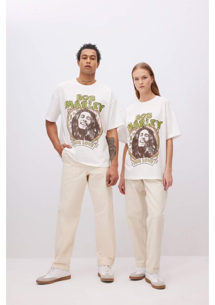 Unisex Bob Marley One Love Oversize Geniş Kalıp Bisiklet Yaka Kısa Kollu Tişört C5039AX24SM fiyatları