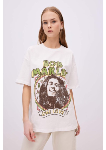 Unisex Bob Marley One Love Oversize Geniş Kalıp Bisiklet Yaka Kısa Kollu Tişört C5039AX24SM modelleri