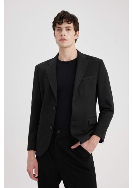 Modern Fit Düğmelı Astarlı Basic Düz Blazer Ceket C5777AX24SP