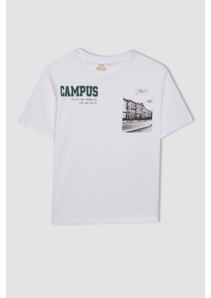 Erkek Çocuk Bisiklet Yaka Baskılı Kısa Kollu Tişört C7209A824AU