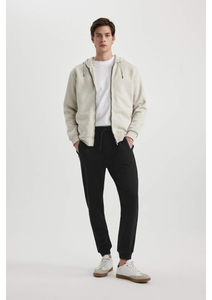 Eşofman Altı Slim Fit Dar Kesim Basic Düz Beli Bağcıklı Esnek Paça Fermuar Cepli A6499AX24SP