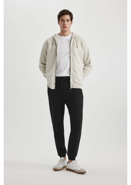 Eşofman Altı Slim Fit Dar Kesim Basic Düz Beli Bağcıklı Esnek Paça Fermuar Cepli A6499AX24SP