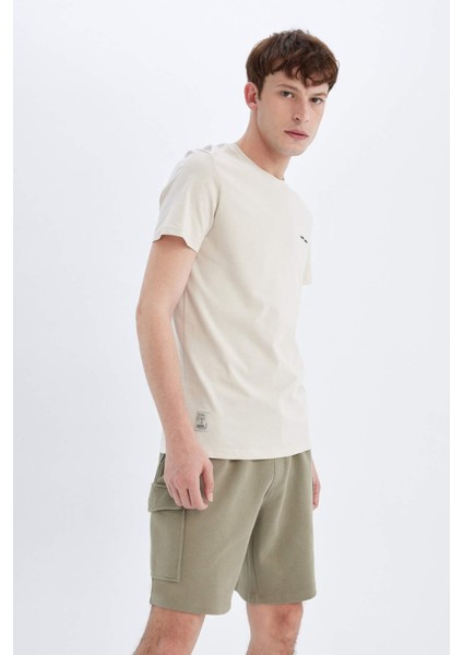 Slim Fit Dar Kesim Bisiklet Yaka Baskılı Kısa Kollu Tişört C3947AX24SM