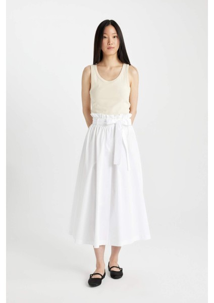 A Kesim Normal Bel Poplin Midi Etek C7238AX24SM