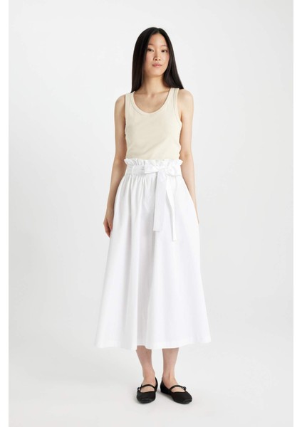 A Kesim Normal Bel Poplin Midi Etek C7238AX24SM