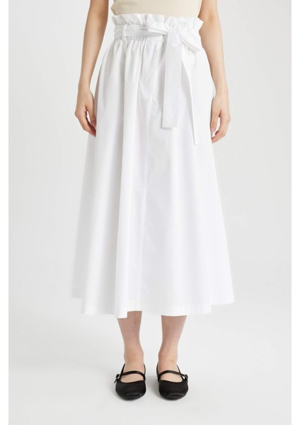A Kesim Normal Bel Poplin Midi Etek C7238AX24SM