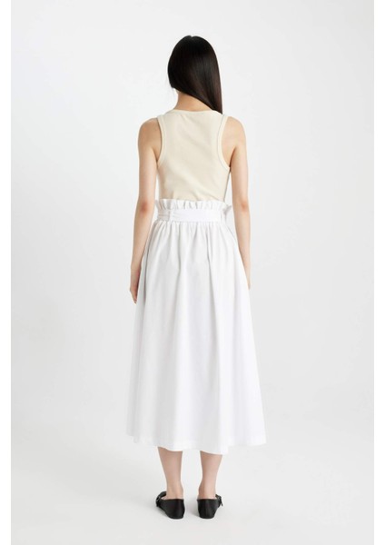 A Kesim Normal Bel Poplin Midi Etek C7238AX24SM