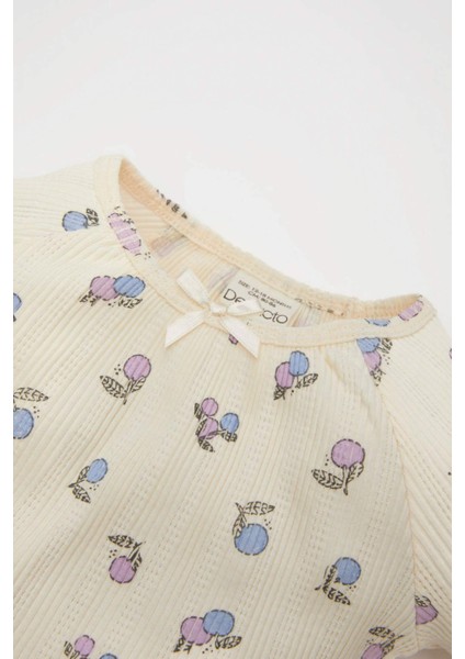 Kız Bebek Pijama Takımı Meyve Desenli Bisiklet Yaka Kısa Kollu Üst Şort C3481A524HS modelleri