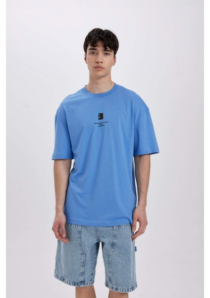 Comfort Regular Fit Rahat Kalıp Bisiklet Yaka Baskılı Kısa Kollu Tişört C5755AX24HS