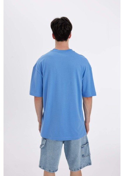 Comfort Regular Fit Rahat Kalıp Bisiklet Yaka Baskılı Kısa Kollu Tişört C5755AX24HS
