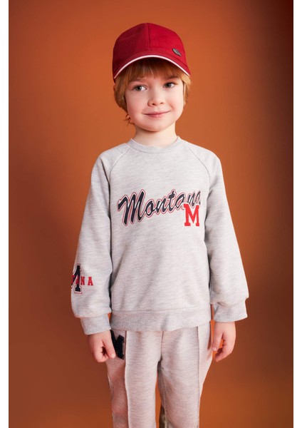 Erkek Bebek Bisiklet Yaka Baskılı İçi Yumuşak Tüylü Sweatshirt B8543A524SP